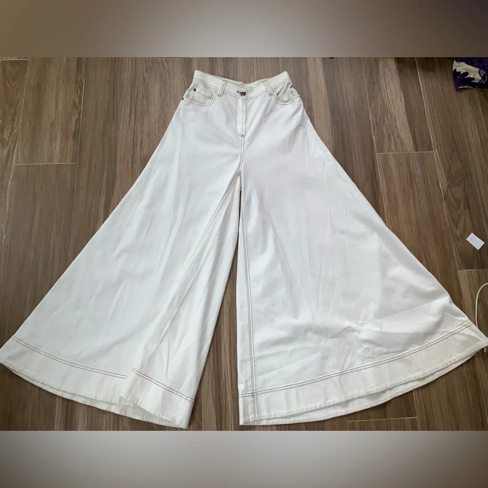 Brunello Cucinelli Womens Pants Wide Leg palazzo Jeans Culottes size 26 - Picture 8 of 14